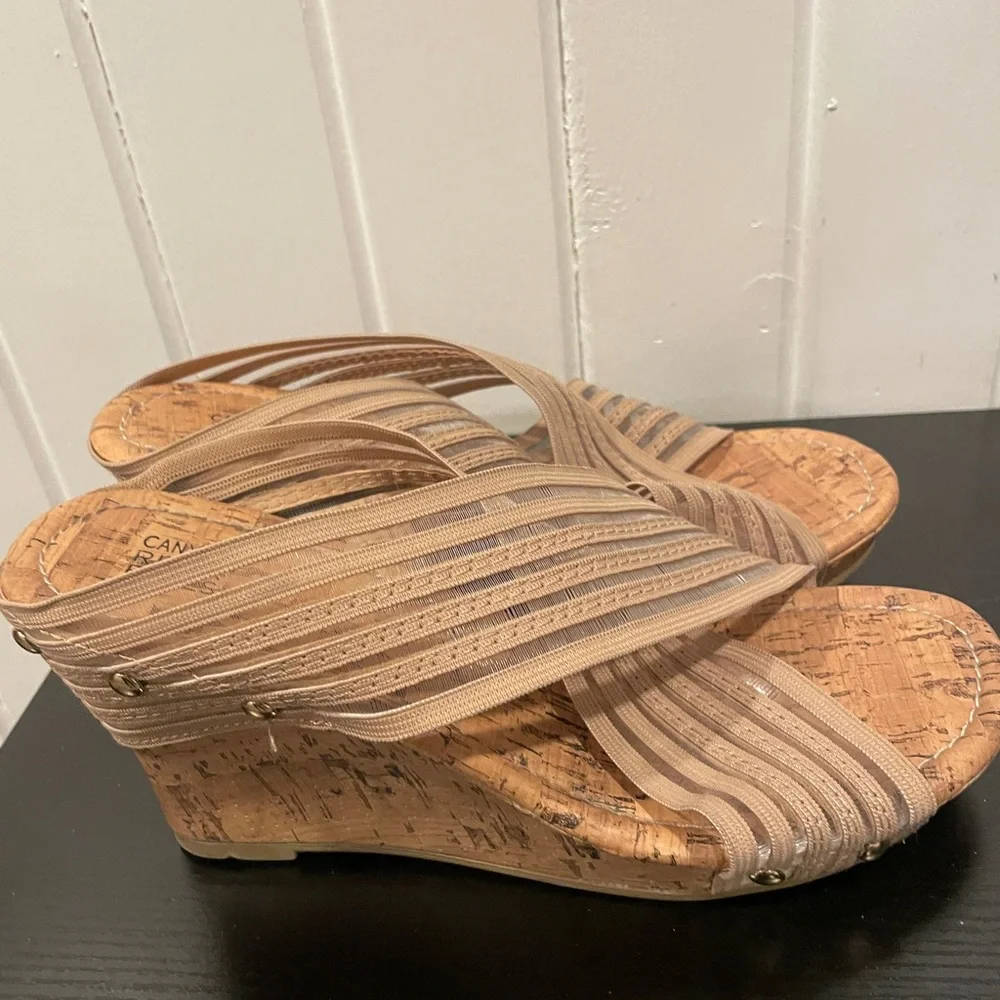 Canyon River Blues Cork Wedge Sandals in Beige size 8